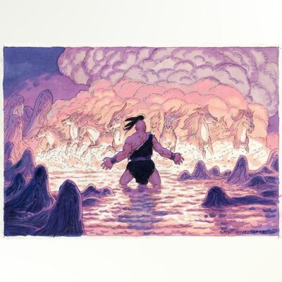 Lot # 888: Krull (1983) - Hand-Painted Greg Hildebrandt Fire Mares Concept Illustration
