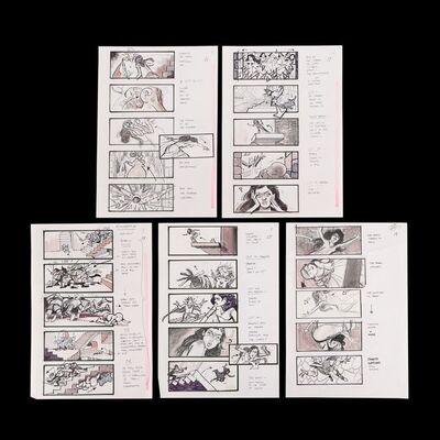 Lot # 892: Labyrinth (1986) - Martin Asbury Hand-drawn Pencil-and-ink Storyboards for Sarah and Jareth in Staircase Room