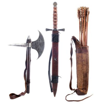 Lot # 904: The Last Witch Hunter (2015) - Kaulder's (Vin Diesel) Hero Sword, Ax, and Arrows