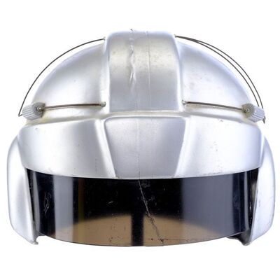 Lot # 905: The Lawnmower Man (1992) - Brett Leonard-Autographed Lawrence Angelo (Pierce Brosnan) Battle Helmet