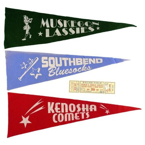 Lot # 908: A League Of Their Own (1992) - Women's World Series Ticket with Production-Made Team Pennants