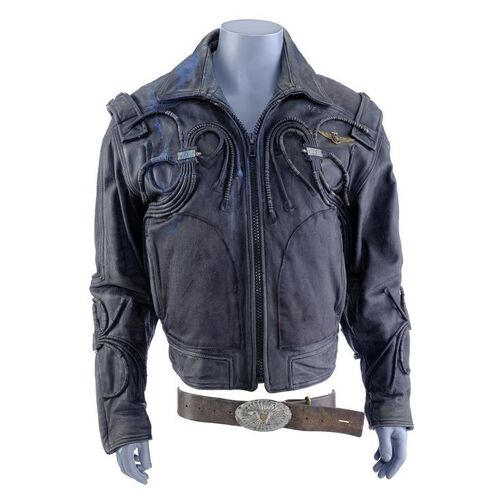 Lot # 922: Lost In Space (1998) - Major Don West's (Matt LeBlanc) Bloodied Leather Jacket and Belt