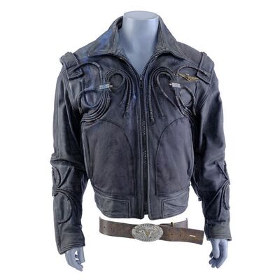 Lot # 922: Lost In Space (1998) - Major Don West's (Matt LeBlanc) Bloodied Leather Jacket and Belt