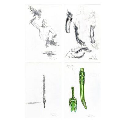 Lot # 952: Thor (2011) - Set of Four Hand-Illustrated Doug Brode Frost Giant Concept Artworks