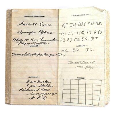 Lot # 1004: National Treasure: Book Of Secrets (2007) - Set of John Wilkes Booth (Christian Camargo) Diary Inserts