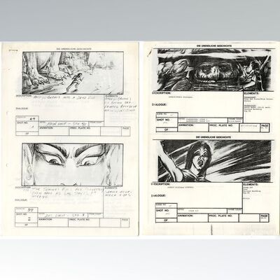 Lot # 1008: The Neverending Story (1984) - Pair of Printed Storyboard Sequences