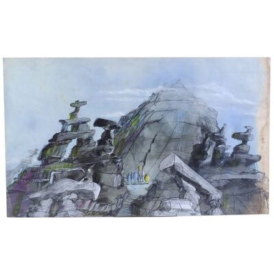 Lot # 1095: Return To Oz (1985) - Hand-Painted "Dorothy on Nome King's Mountain" Production Illustration