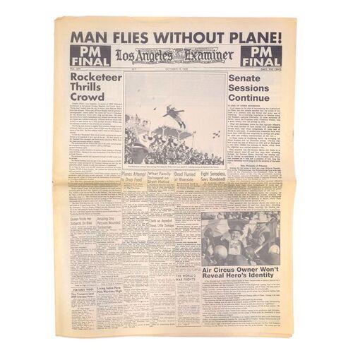 Lot # 1100: The Rocketeer (1991) - "Man Flies Without Plane!" Newspaper