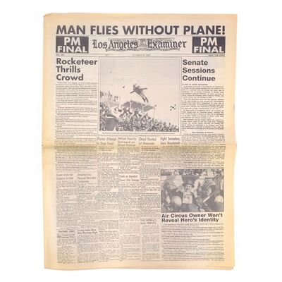Lot # 1100: The Rocketeer (1991) - "Man Flies Without Plane!" Newspaper