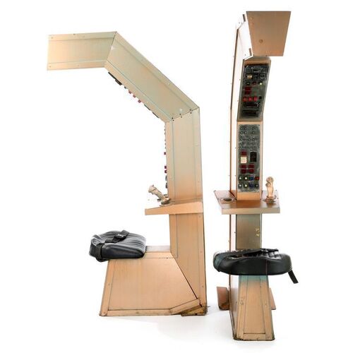Lot # 1103: Roger Corman Productions - Pair of Electronic Battle Stations and Set Walls with Seat