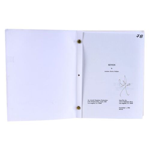 Lot # 1112: Seven (1995) - Brad Pitt-Autographed Screenplay