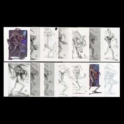 Lot # 1133: Spawn (1997) - Hand-Drawn and Printed John Bell Violator Concept Artwork