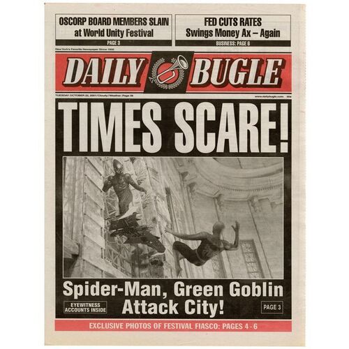 Lot # 1143: Spider-Man (2002) - "Time Scare!" Daily Bugle Newspaper Cover
