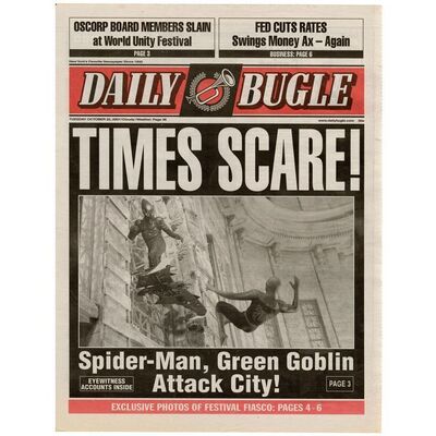 Lot # 1143: Spider-Man (2002) - "Time Scare!" Daily Bugle Newspaper Cover