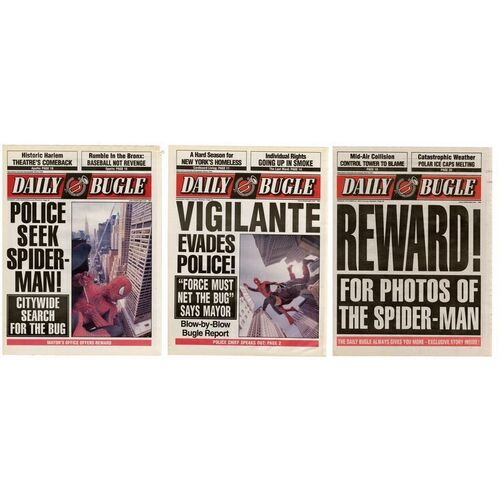 Lot # 1146: Spider-Man (2002) - Set of Three Daily Bugle Newspaper Covers