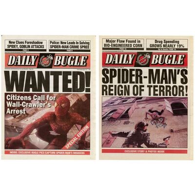 Lot # 1147: Spider-Man (2002) - Pair of Daily Bugle Newspaper Covers