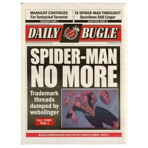 Lot # 1152: Spider-Man 2 (2004) - "Spider-Man No More" Daily Bugle Newspaper with Inserts