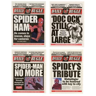 Lot # 1155: Spider-Man 2 (2004) - Set of Four Daily Bugle Newspaper Covers