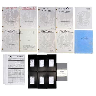 Lot # 1207: Star Trek: Enterprise (T.V. Series, 2001) - Set of Video Cassettes, Scripts and Call Sheets