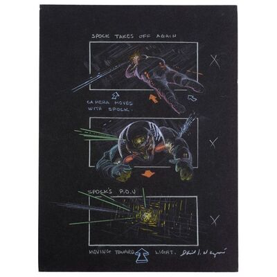 Lot # 1214: Star Trek: The Motion Picture (1979) - Hand-Drawn David Negron, Sr. "Spock Taking Off" Storyboard