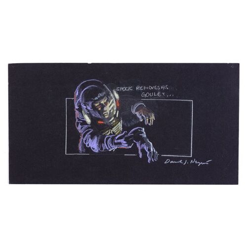 Lot # 1216: Star Trek: The Motion Picture (1979) - Hand-Drawn David Negron, Sr. "Spock Removes His Goulet" Storyboard