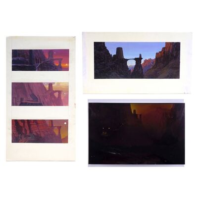 Lot # 1221: Star Trek IV: The Voyage Home (1986) - Set of Four Hand-Painted Vulcan Matte Painting Concepts with Cibachrome Photo
