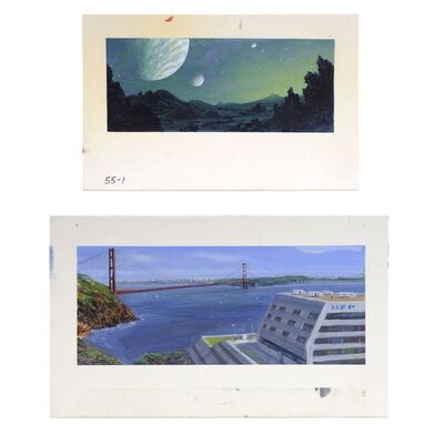 Lot # 1222: Star Trek IV: The Voyage Home (1986) - Hand-Painted Vulcan Night and United Federation of Planets Matte Painting Concept Art