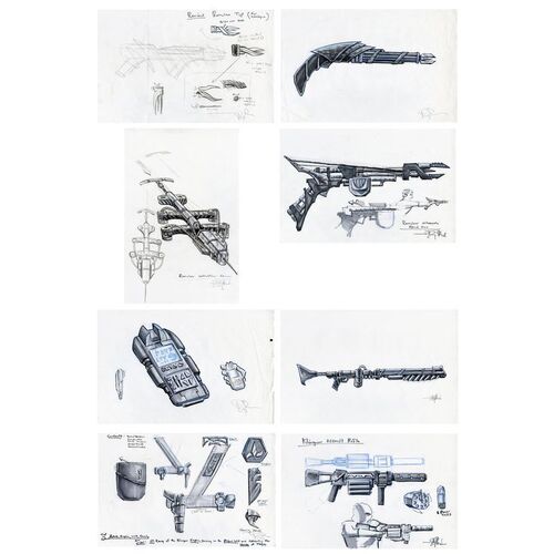 Lot # 1234: Star Trek (2009) - Set of Eight Hand-Illustrated Doug Brode Romulan and Klingon Concept Artworks