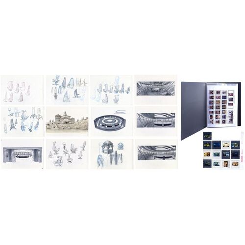 Lot # 1249: Star Wars: The Phantom Menace (1999)/Star Wars: Attack Of The Clones (2002) - Costume Continuity Binder, Art Department Slides, and Printed Concept Artwork