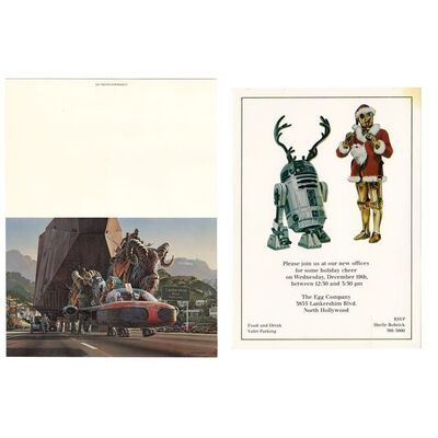 Lot # 1268: Lucasfilm - The Egg Company Office Opening Invitation and Moving Card