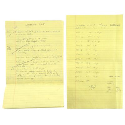 Lot # 1272: Star Wars: The Empire Strikes Back (1980) - Handwritten Notes from Internal Lucasfilm Review Screening on October 15, 1979
