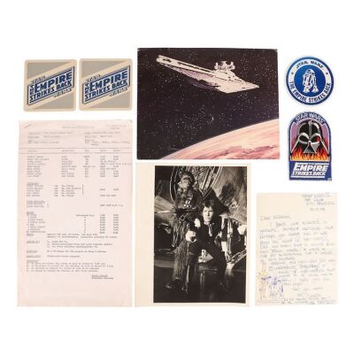 Lot # 1279: Star Wars: The Empire Strikes Back (1980) - Call Sheet, Coasters, Crew Patch and Crew Letter from the Set