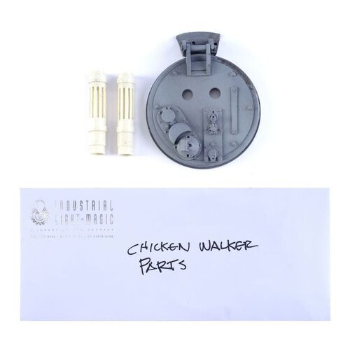 Lot # 1288: Star Wars: Return Of The Jedi (1983) - AT-ST Model Miniature Hatch and Blaster Cannons with ILM "Chicken Walker" Envelope