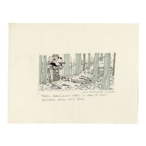 Lot # 1289: Star Wars: Return Of The Jedi (1983) - Hand-Drawn and Annotated Paul Huston Endor Storyboard