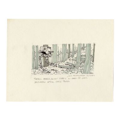 Lot # 1289: Star Wars: Return Of The Jedi (1983) - Hand-Drawn and Annotated Paul Huston Endor Storyboard
