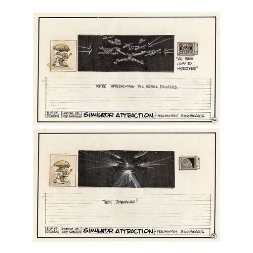 Lot # 1301: Star Wars: Star Tours (1987) - Pair of Hand-Drawn David Carson Storyboards