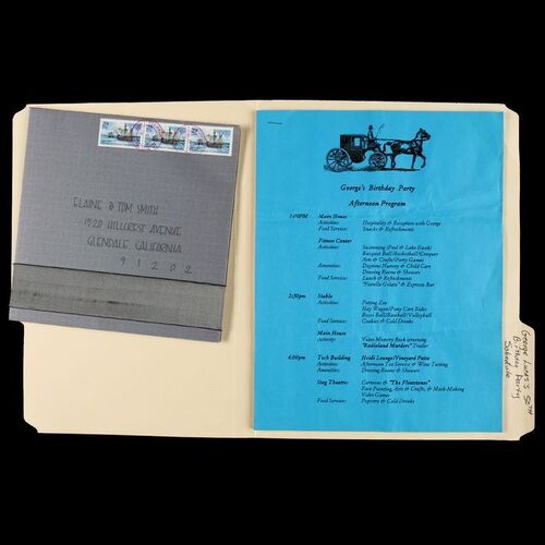 Lot # 1303: Lucasfilm - George Lucas' 50th Birthday Party Invitation and Event Program