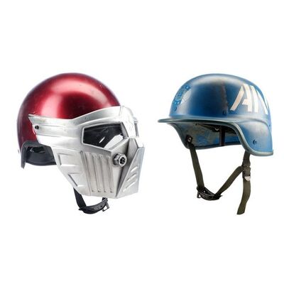 Lot # 1330: Street Fighter (1994) - Pair of Allied Nations and Bison Trooper Helmets