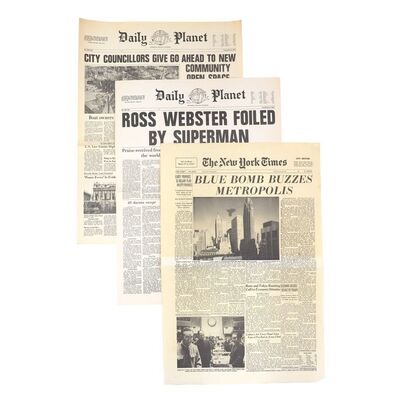 Lot # 1335: Superman (1978)/Superman III (1983) - Set of Three Daily Planet Covers