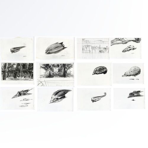 Lot # 1340: Superman Lives (Unproduced) - Hand-Drawn and Printed Jack Johnson Spacecraft Concept Art