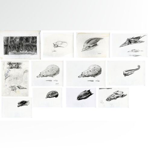 Lot # 1341: Superman Lives (Unproduced) - Hand-Drawn and Printed Jack Johnson Spacecraft Concept Art