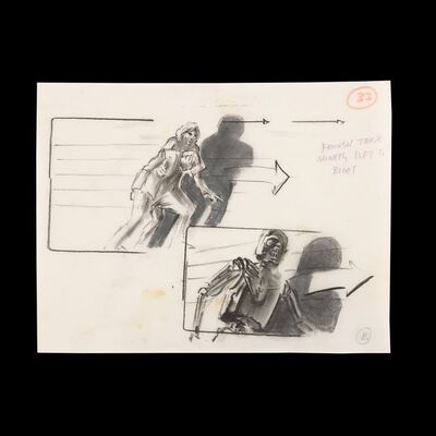 Lot # 1349: The Terminator (1984) - T-800 Chasing Sarah and Kyle Hand-drawn Storyboard