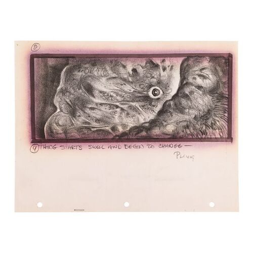 Lot # 1356: The Thing (1982) - Hand-Drawn Mike Ploog "Thing Starts To Change" Storyboard