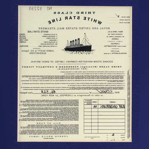 Lot # 1366: Titanic (1997) - Olaf Gundersen's (Bjorn Olsen) Framed Third-Class White Star Line Boarding Pass