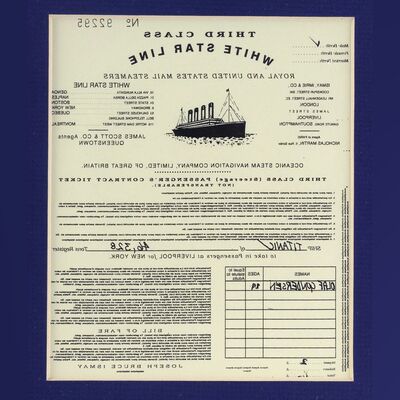 Lot # 1366: Titanic (1997) - Olaf Gundersen's (Bjorn Olsen) Framed Third-Class White Star Line Boarding Pass