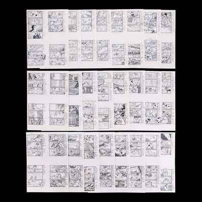 Lot # 1371: Lara Croft: Tomb Raider (2001) - Martin Asbury Hand-drawn Pencil Storyboards for the Ankhor Tomb Sequence
