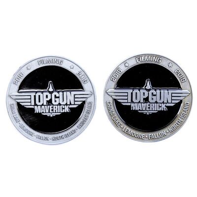Lot # 1372: Top Gun: Maverick (2022) - Pair of Framed Challenge Coins