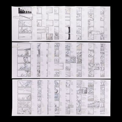 Lot # 1391: Troy (2004) - Martin Asbury Hand-drawn Pencil Storyboards for Menelaus and Paris Duel Sequence
