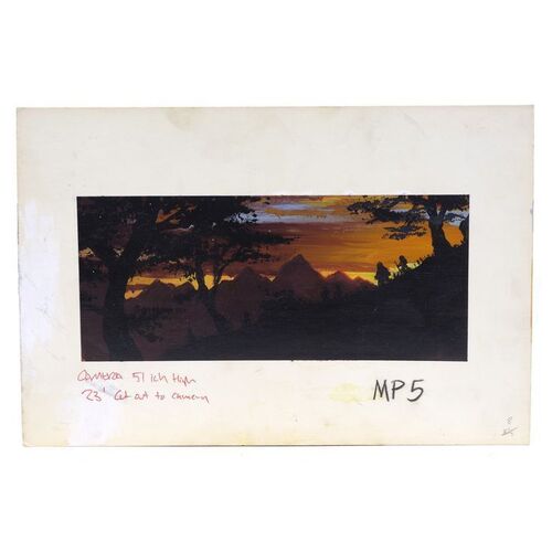 Lot # 1428: Willow (1988) - Hand-Illustrated Sunset Matte Painting Concept Artwork