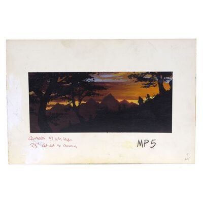 Lot # 1428: Willow (1988) - Hand-Illustrated Sunset Matte Painting Concept Artwork